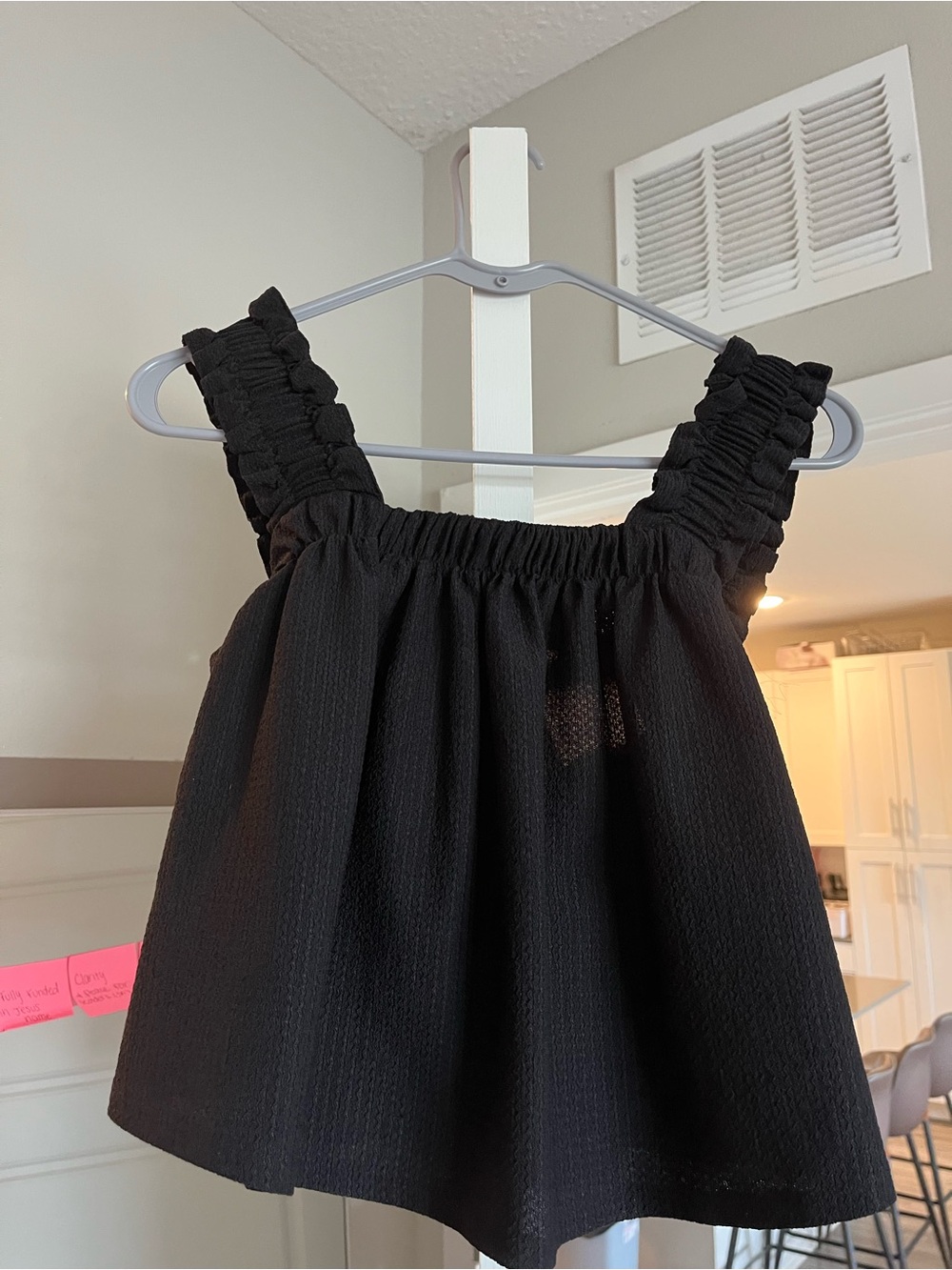 Black Smocked Strap Women's Blouse